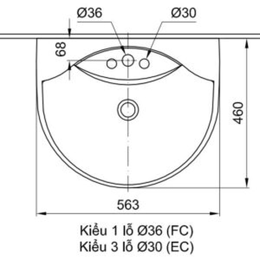 Chậu rửa mặt treo tường 1 lỗ Inax L-288VFC không chân