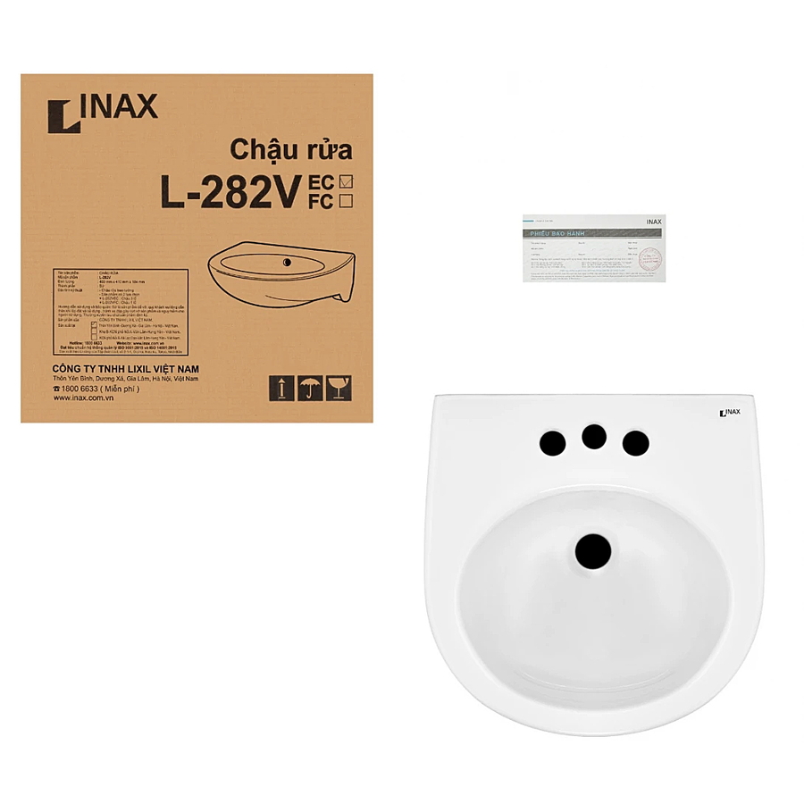 Chậu treo tường 1 lỗ Inax kích thước nhỏ L-282V(FC)