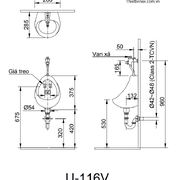 Bồn tiểu nam treo tường Inax U-116V