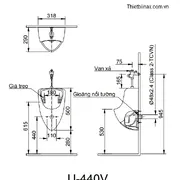 Bồn tiểu nam treo tường Inax U-440V/BW1