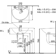 Chân lửng chậu treo tường Inax L-288VC