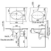 Chậu rửa mặt âm bàn đá Inax L-2216V/BW1