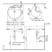 Chậu rửa mặt đặt bàn tròn 1 lỗ Inax AL-294V(FC)