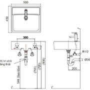 Chậu rửa mặt đặt bàn vuông 1 lỗ Inax L-293VFC