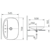 Chậu rửa mặt dương bàn đá 1 lỗ Inax AL-S640V(FC)