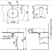 Chậu rửa mặt dương bàn tròn Inax L-295V 