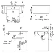 Chậu Rửa Mặt Lavabo Bán Âm Inax 3 lỗ AL-345VEC/BW1