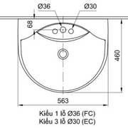 Chậu rửa mặt treo tường 1 lỗ Inax L-288VFC không chân