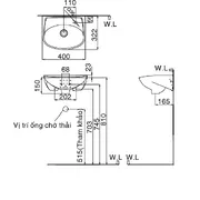 Chậu rửa mặt treo tường kích thước nhỏ nhất Inax L-280V/BW1