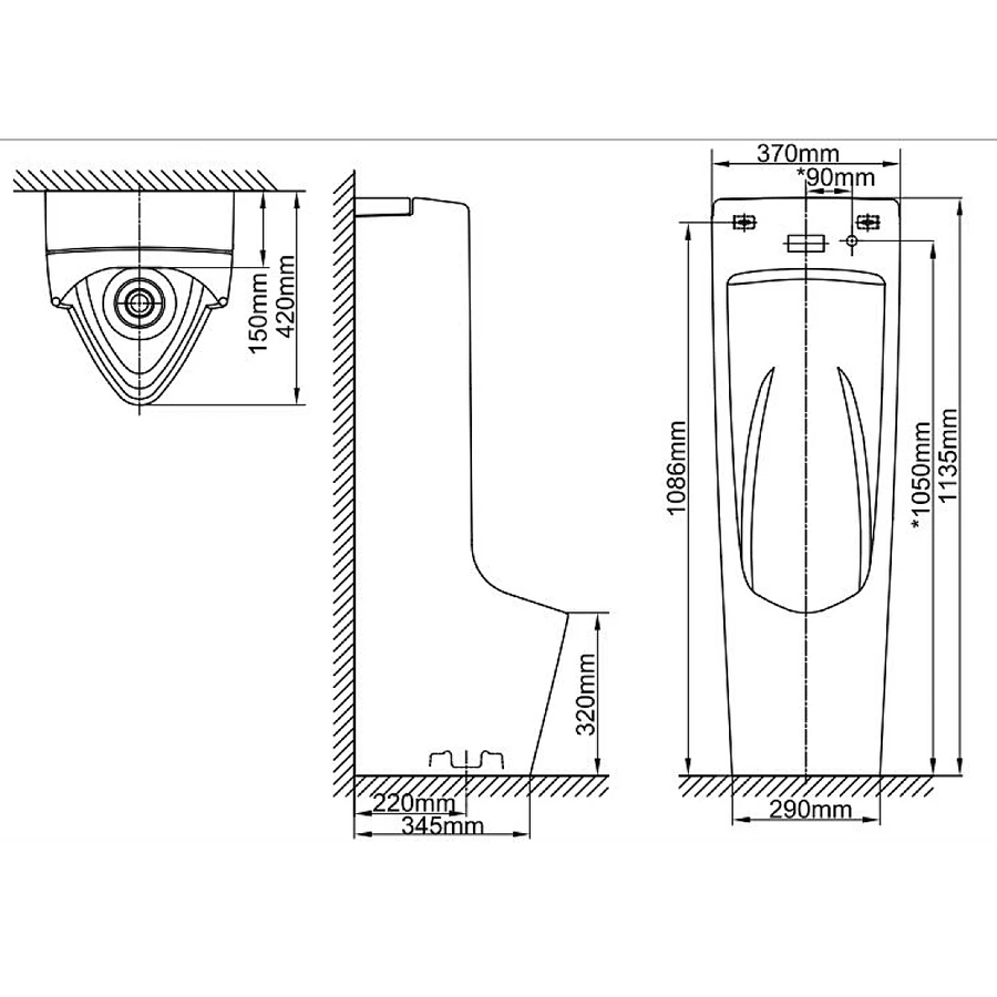 Bồn tiểu nam đứng cảm ứng dùng Pin Inax AFU-600VDC