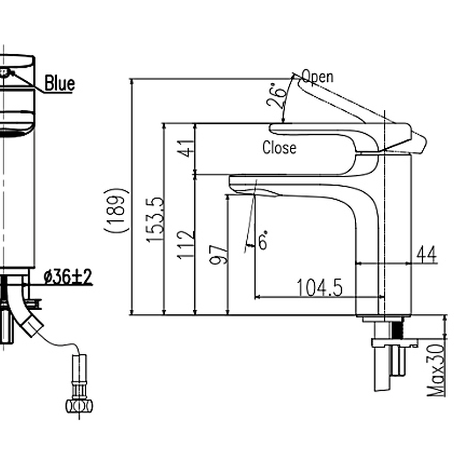 Vòi chậu 1 lỗ rửa mặt nóng lạnh Inax LFV-632S-2 (S400)