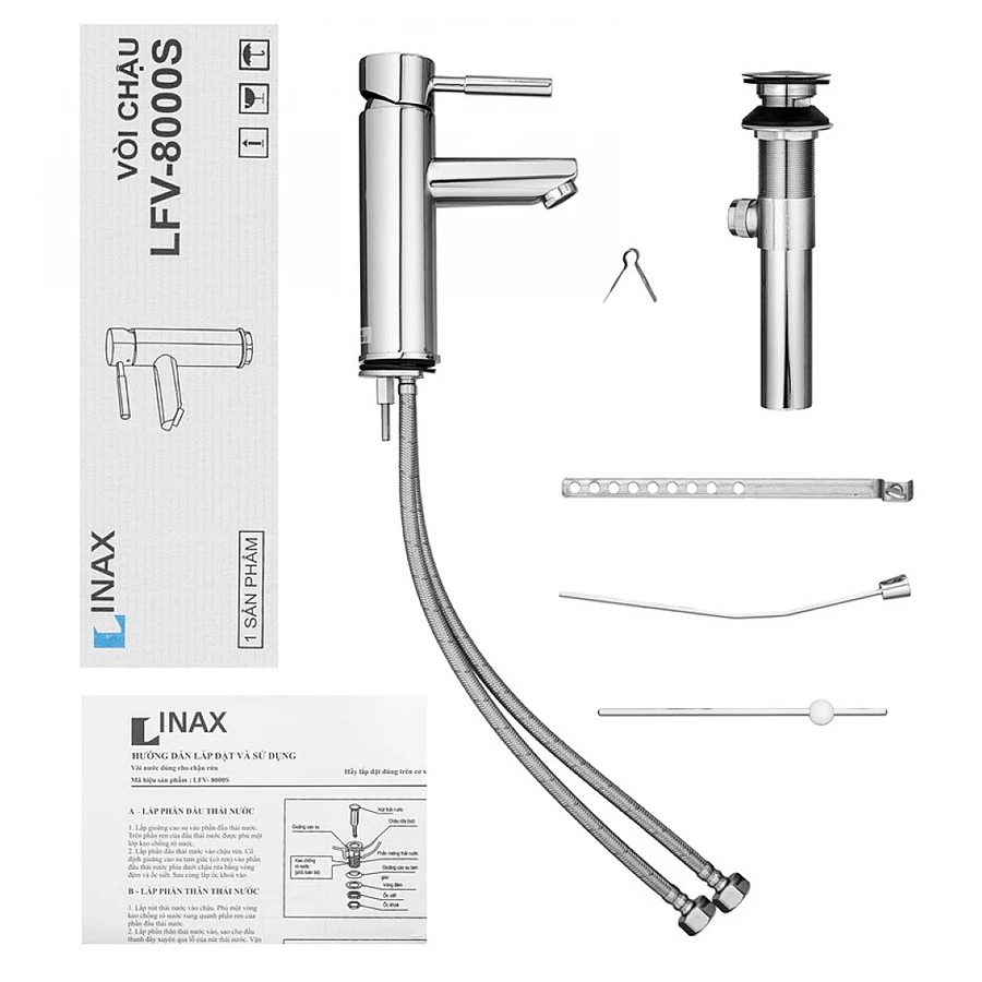 Vòi Chậu Rửa Mặt 1 Lỗ Nóng Lạnh Inax LFV-8000S