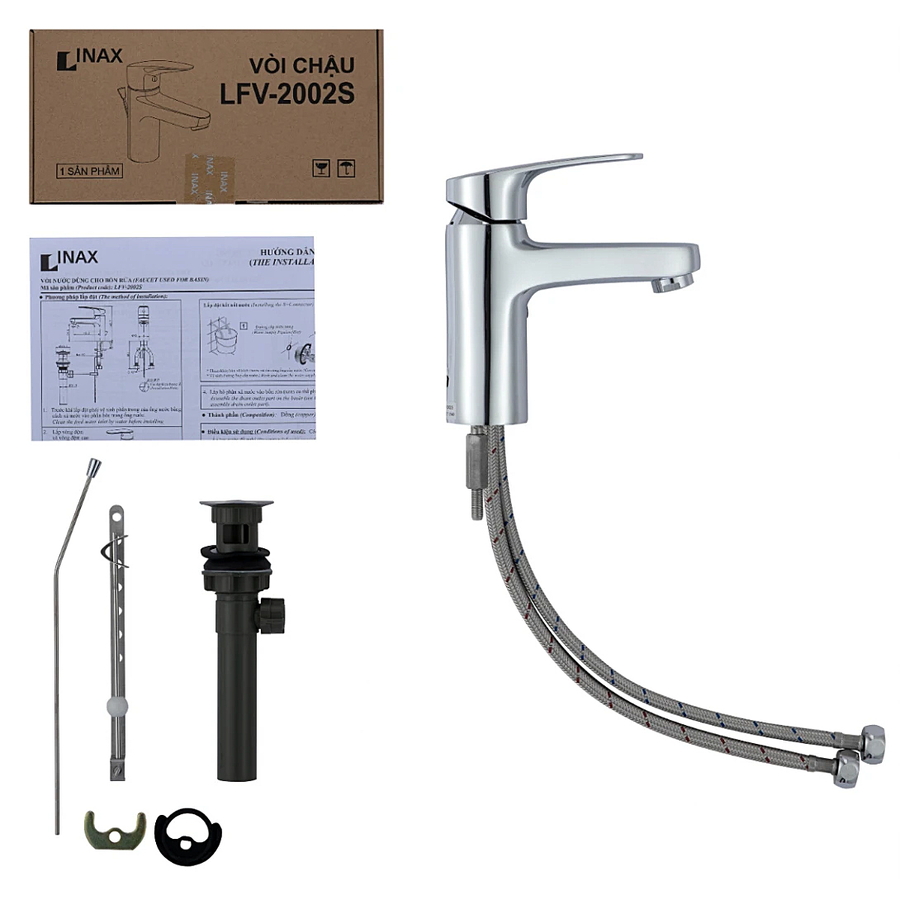 Vòi Chậu Rửa Mặt 1 Lỗ Thấp Nóng Lạnh Inax LFV-2002S