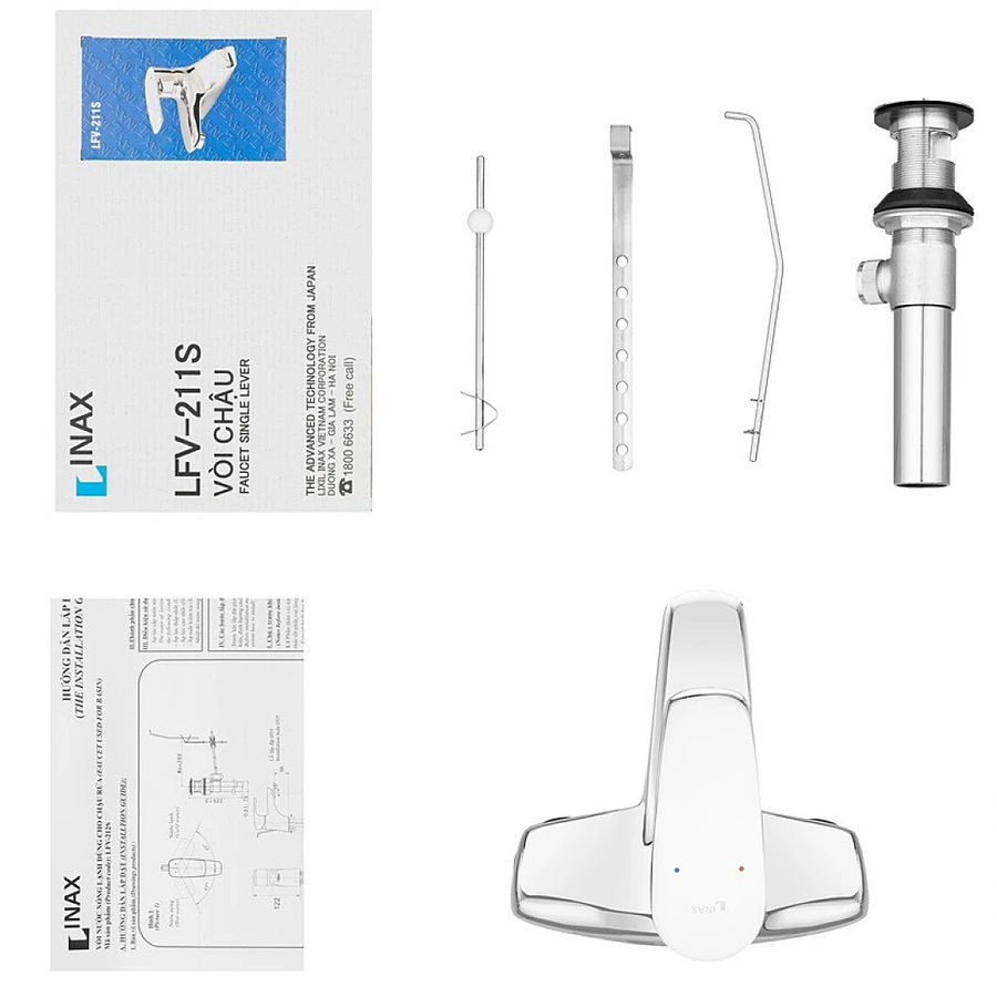 Vòi Chậu Rửa Mặt 2 Chân Inax LFV-211S