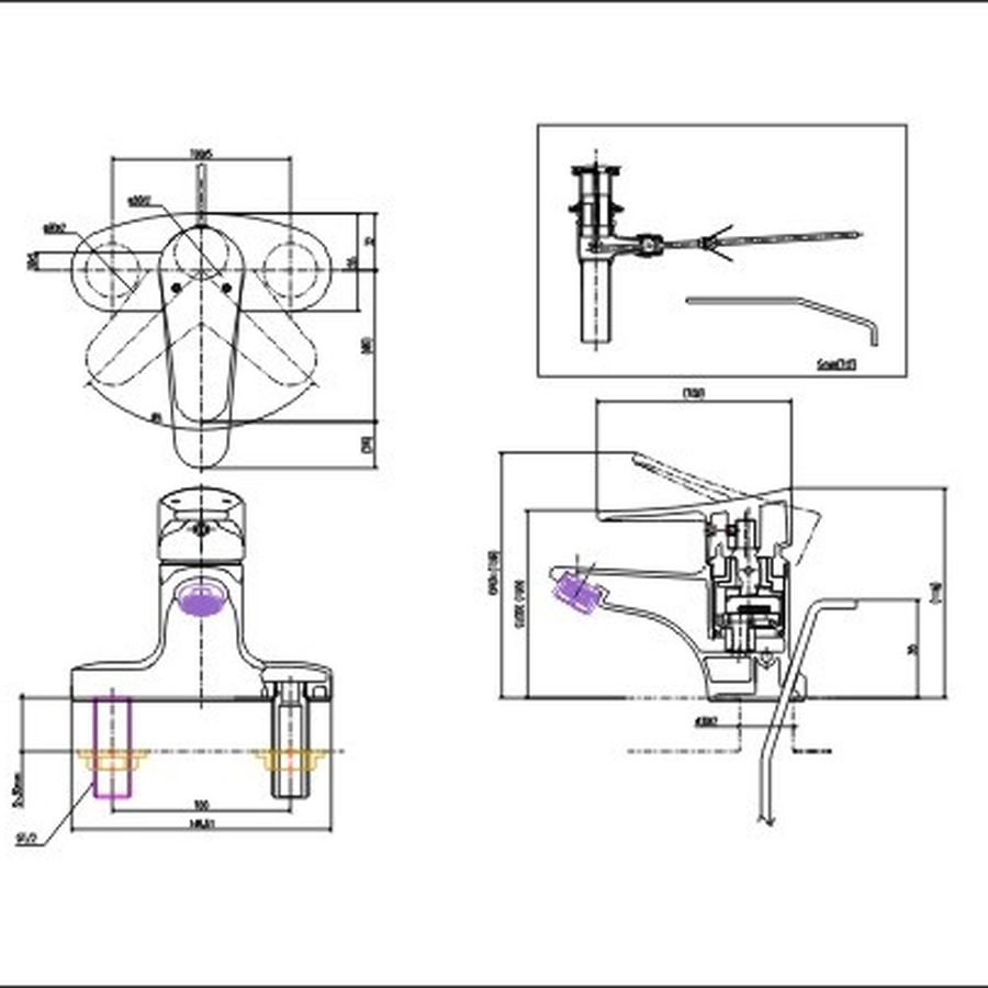 Vòi Chậu Rửa Mặt 3 Lỗ Nóng Lạnh Inax LFV-1001S