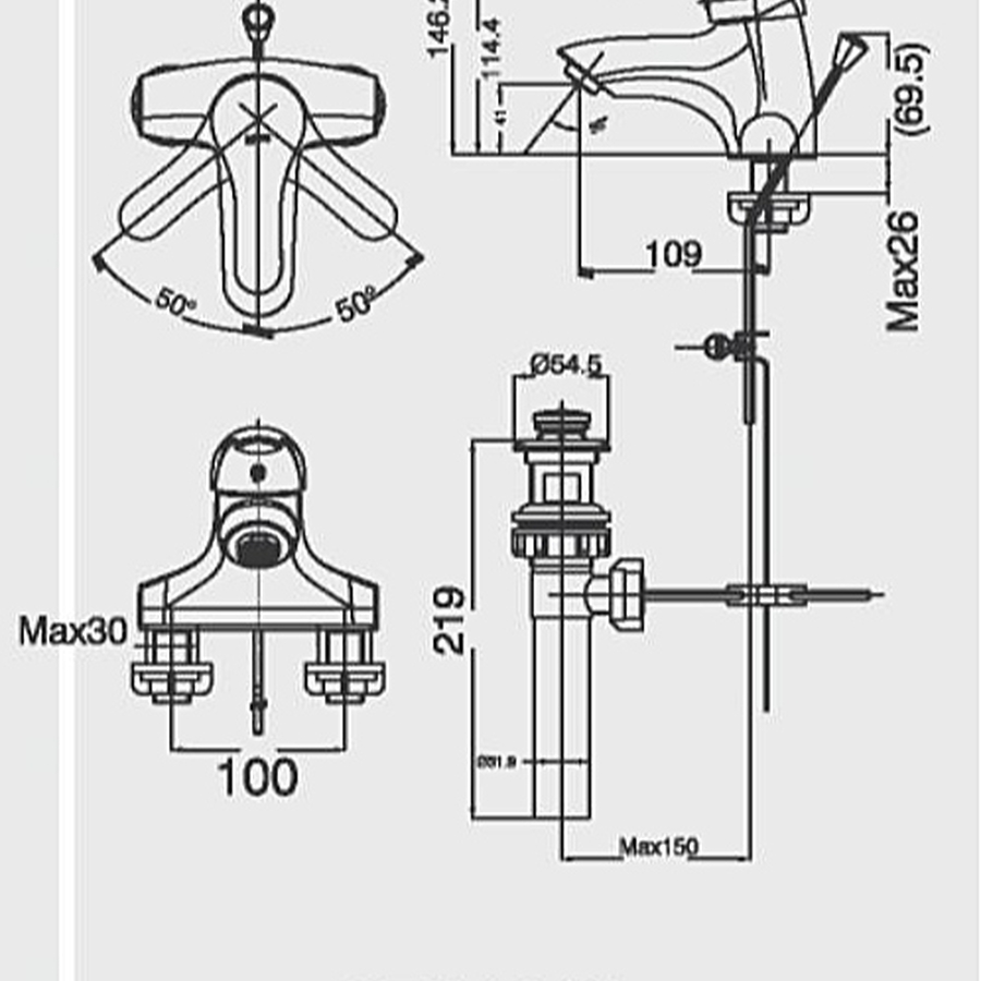 Vòi Chậu Rửa Mặt 3 Lỗ Nóng Lạnh Inax LFV-221S