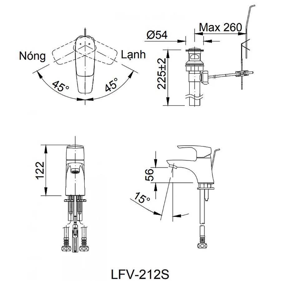 Vòi Chậu Rửa Mặt Nóng Lạnh Inax LFV-212S