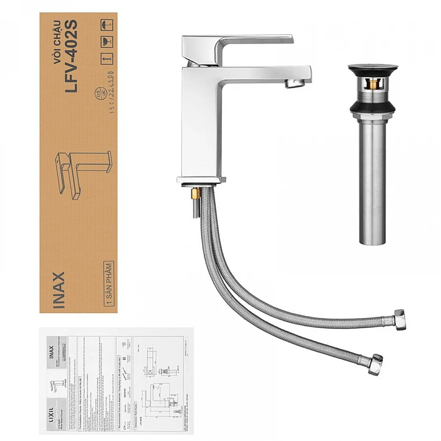 Vòi Chậu Rửa Mặt Nóng Lạnh Inax LFV-402S
