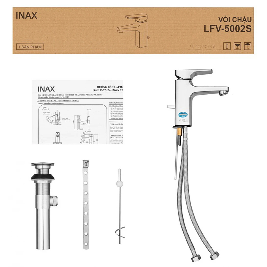 Vòi Chậu Rửa Mặt Nóng Lạnh Inax LFV-5002S