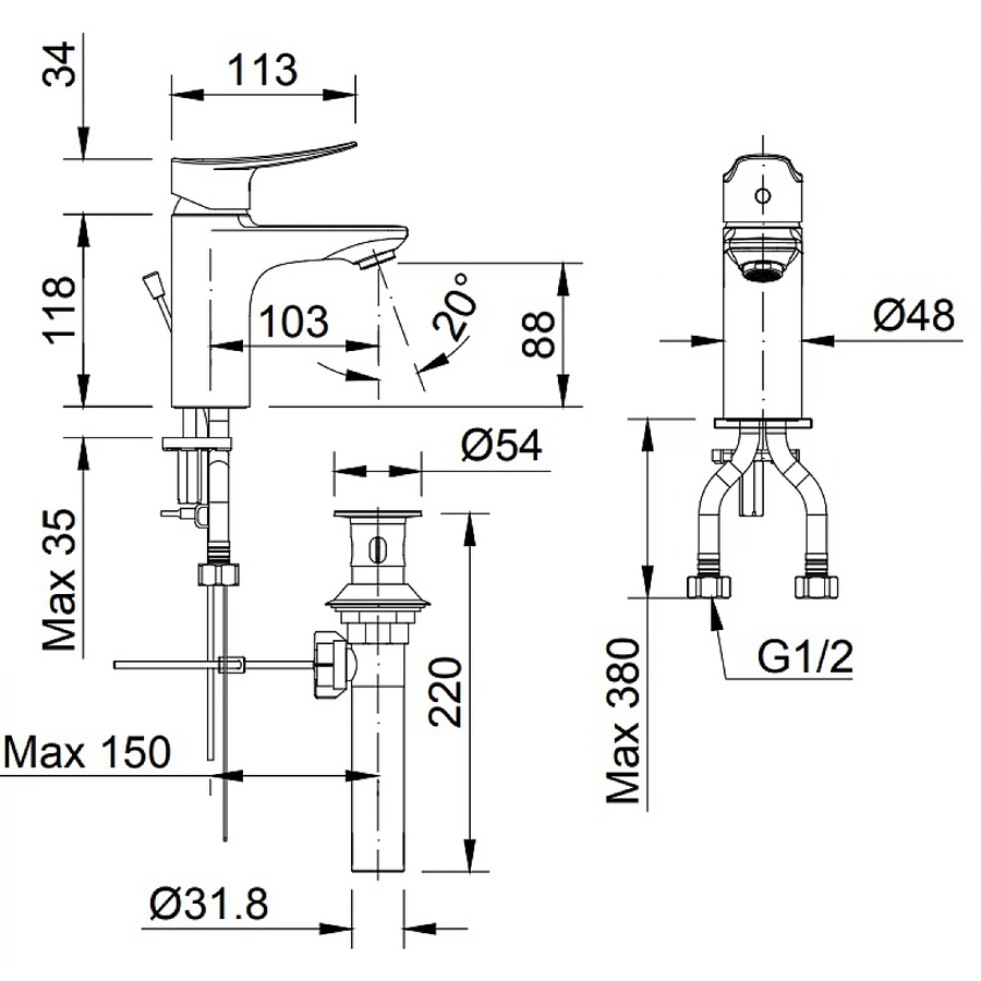 Vòi Chậu Rửa Mặt Nóng Lạnh Inax LFV-502S