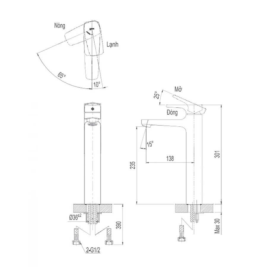Vòi Chậu Rửa Mặt Thân Cao Inax LFV-5000SH