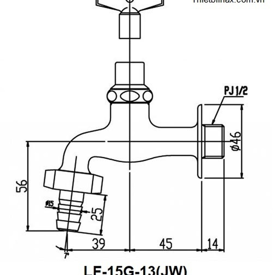 Vòi Gạt Nước Lạnh Treo Tường Inax LF-15G-13(JW)