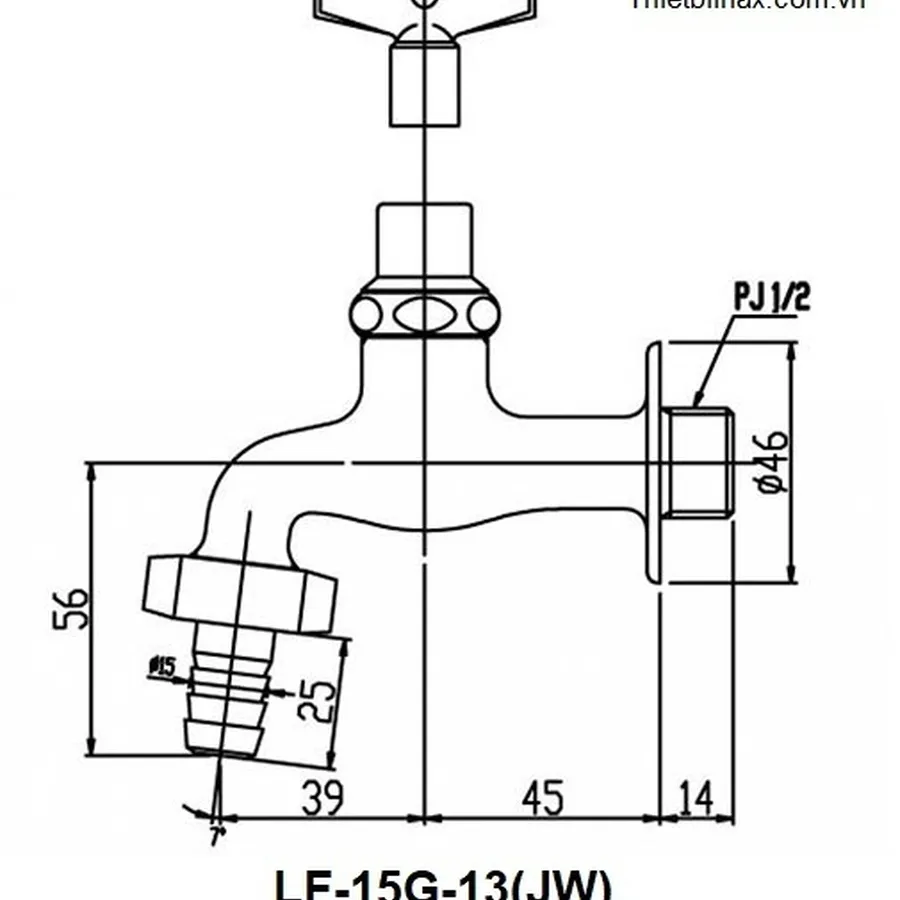 Vòi Gạt Nước Lạnh Treo Tường Inax LF-15G-13(JW)