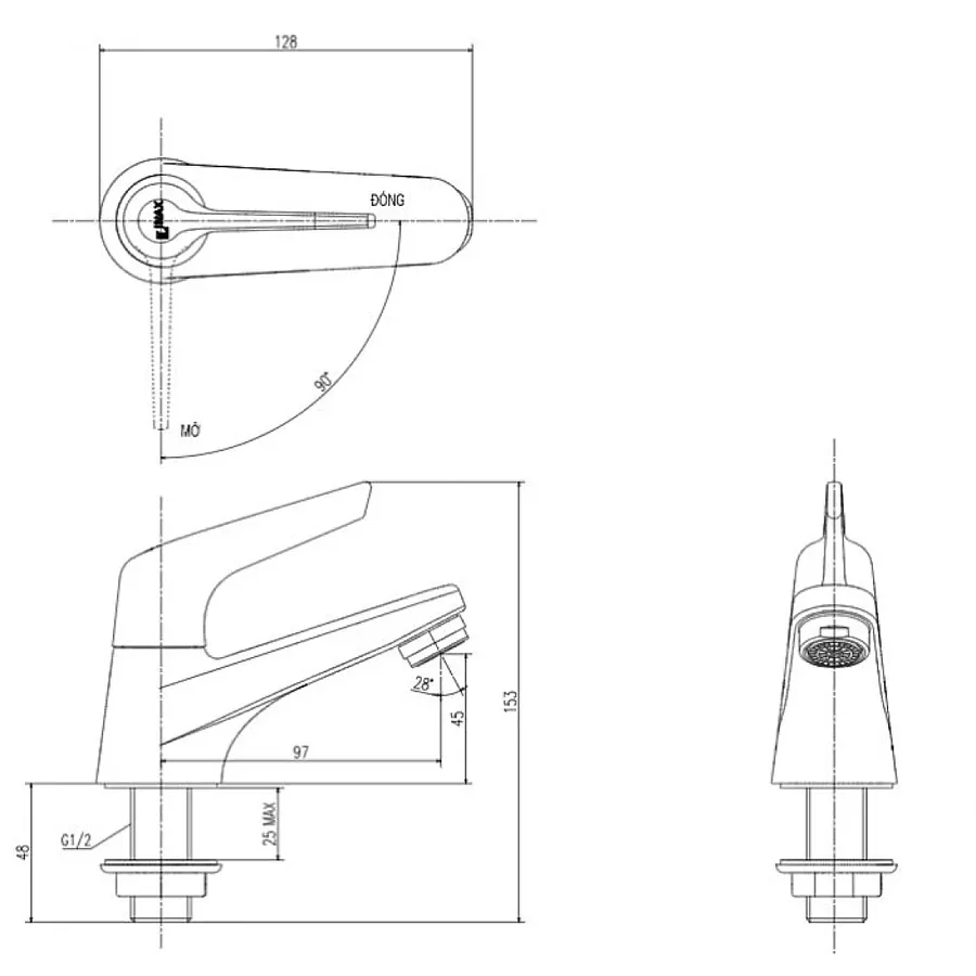 Vòi Lavabo 1 Đường Nước Lạnh Inax LFV-17P