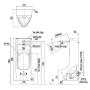 Bồn tiểu nam cảm ứng tự động Inax ASU-500V đặt sàn