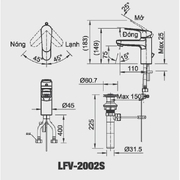 Vòi Chậu Rửa Mặt 1 Lỗ Thấp Nóng Lạnh Inax LFV-2002S
