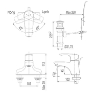 Vòi Chậu Rửa Mặt 2 Chân Inax LFV-211S