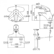 Vòi chậu rửa mặt 3 lỗ nóng lạnh Inax LFV-3001S