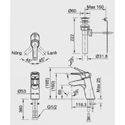 Vòi Chậu Rửa Mặt Nóng Lạnh Inax LFV-6012S 