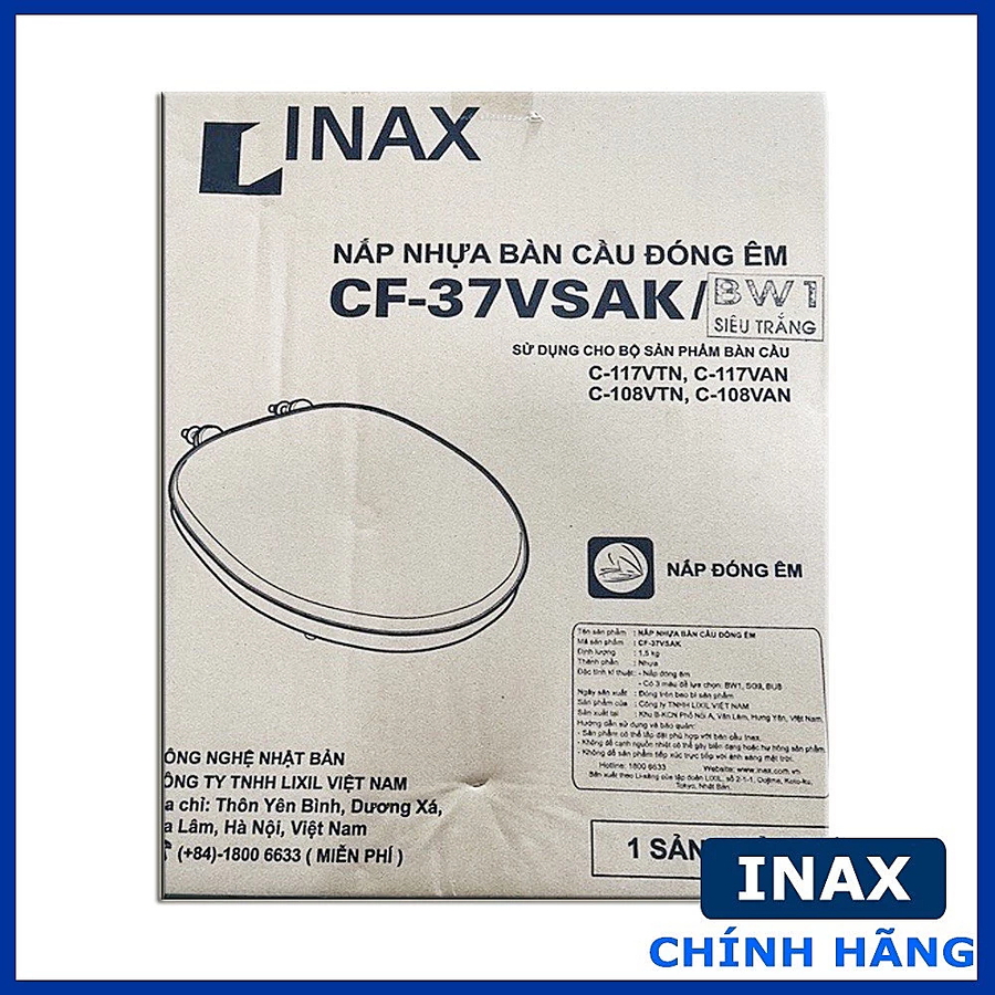 Nắp bồn cầu thường Inax CF-37AKV (Dùng cho bồn cầu C117,C108)