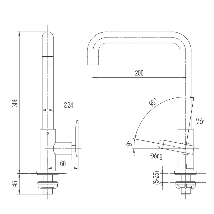 Vòi rửa bát lạnh gắn chậu Inax SFV-30