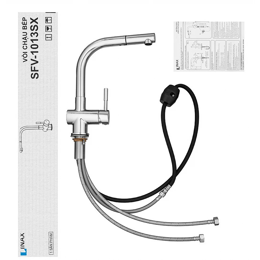 Vòi rửa bát nóng lạnh dây rút Inax SFV-1013SX
