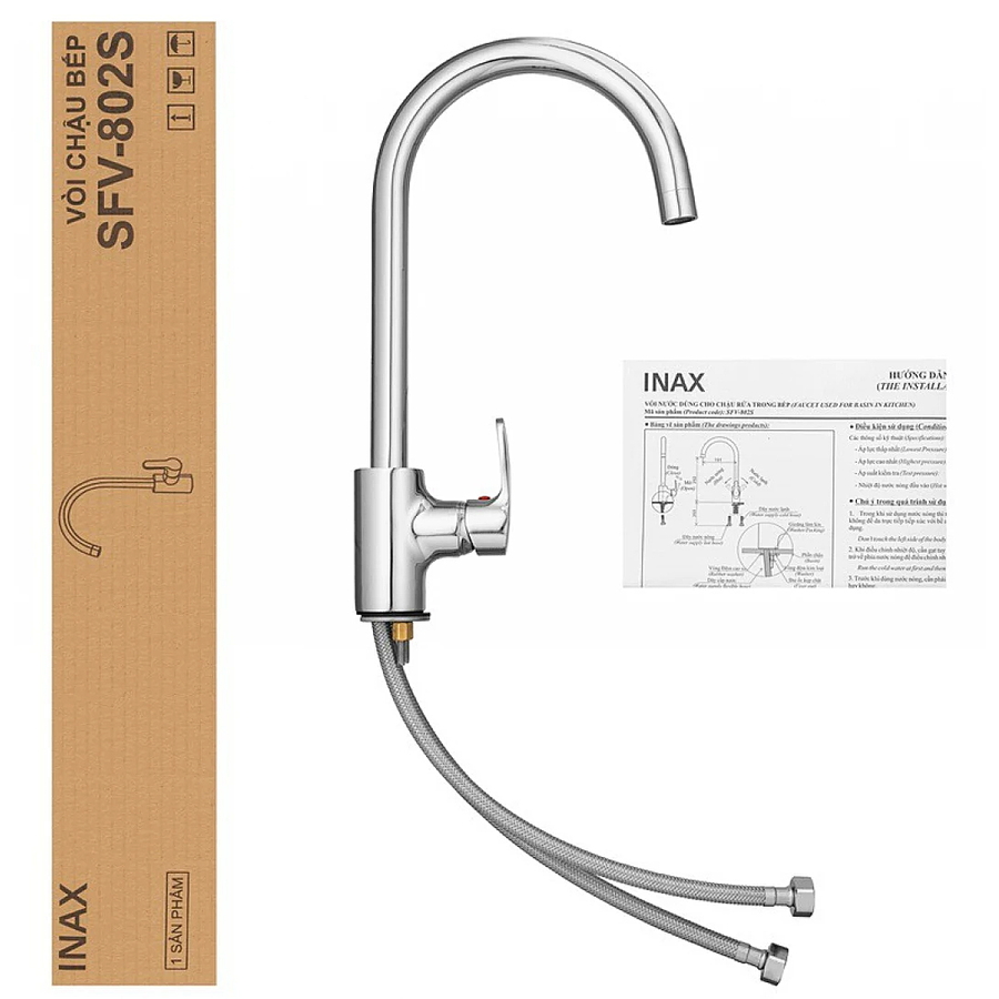 Vòi rửa bát nóng lạnh gắn chậu Inax SFV-802S