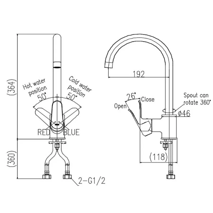 Vòi Rửa Bát Nóng Lạnh Inax SFV-800S