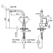 Vòi rửa bát nóng lạnh dây rút Inax SFV-1013SX