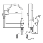 Vòi rửa bát nóng lạnh gắn chậu Inax SFV-802S