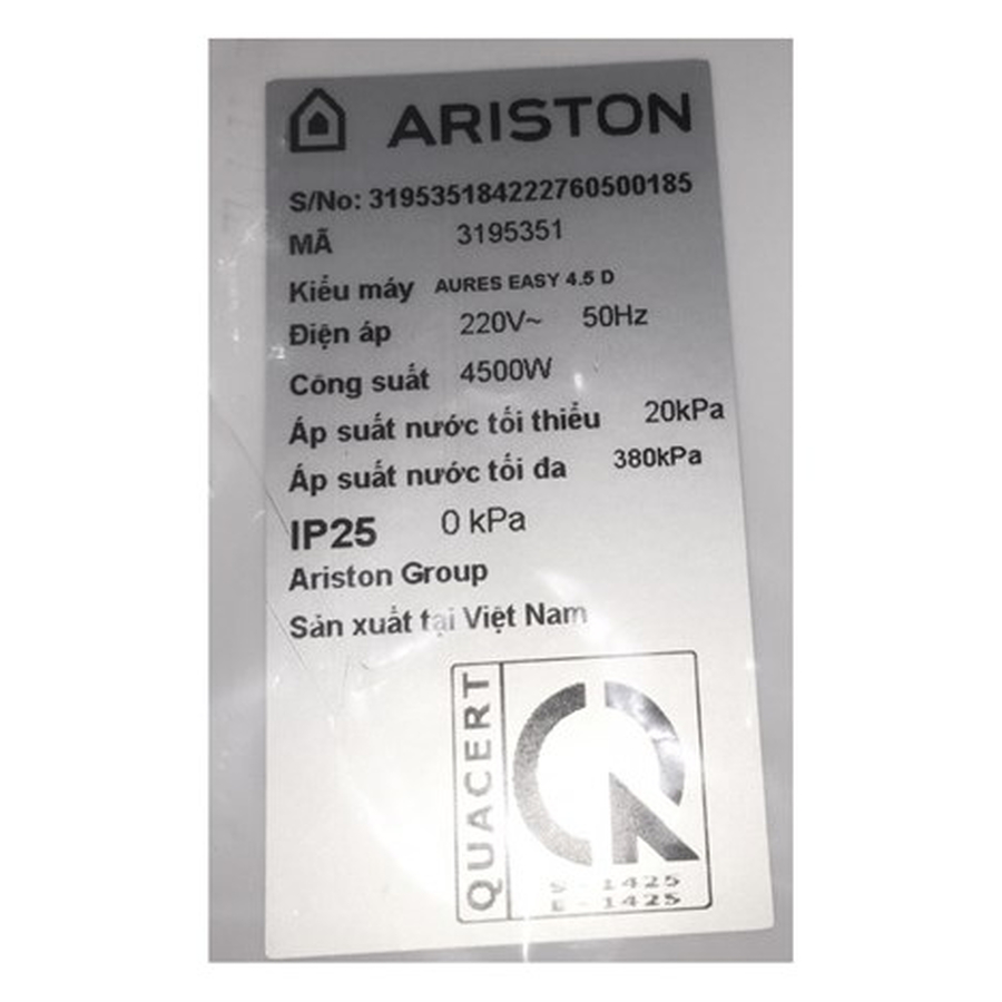 Bình nước nóng trực tiếp Ariston Aures Easy 4.5P ( có bơm )