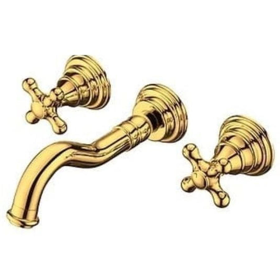 Vòi chậu lavabo âm tường nóng lạnh mạ vàng Clara CF-67350G