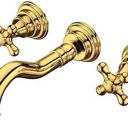 Vòi chậu lavabo âm tường nóng lạnh mạ vàng Clara CF-67350G