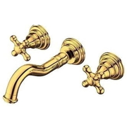 Vòi chậu lavabo âm tường nóng lạnh mạ vàng Clara CF-67350G