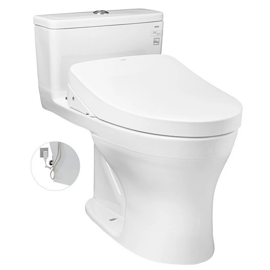 Bàn Cầu 1 Khối Xả Nhấn Nắp Điện Tử TOTO MS855DW11#XW