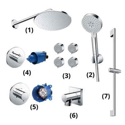 Tổ hợp sen tắm âm tường TOTO TBW07003A/TBW07009A/TBW07017A(x4)/TBV01102B/TBN01101B/TBV01406B/TBN01001B/TBW02013B/TBW07019A