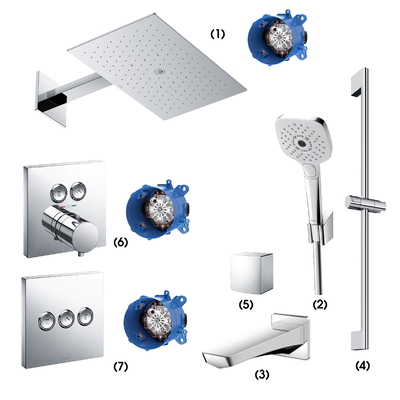 Tổ hợp sen tắm âm tường TOTO TBW08004A/TBN01002B/TBW02006A/TBG07001B/TBW07019A/TBW08009A/TBV02406B/TBN01001B/TBV02105B/TBN01001B