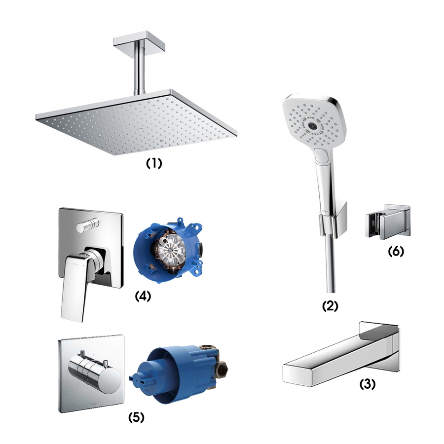 Tổ hợp sen tắm âm tường TOTO TBW08003A1/TBW02006A/TBG10001B/TBG10304VA/TBN01001B/TBV02103B/TBN01102B/TBW08010A