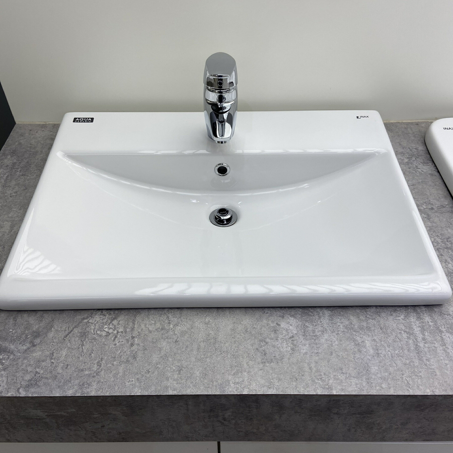 Chậu rửa mặt bàn đá dương vuông 1 lỗ Inax L-2397VFC