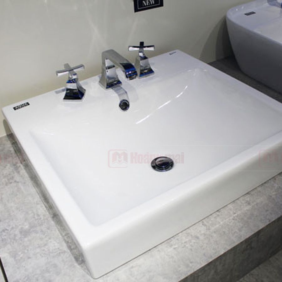 Chậu rửa mặt đặt bàn vuông 3 lỗ Inax AL-536VGC/VEC